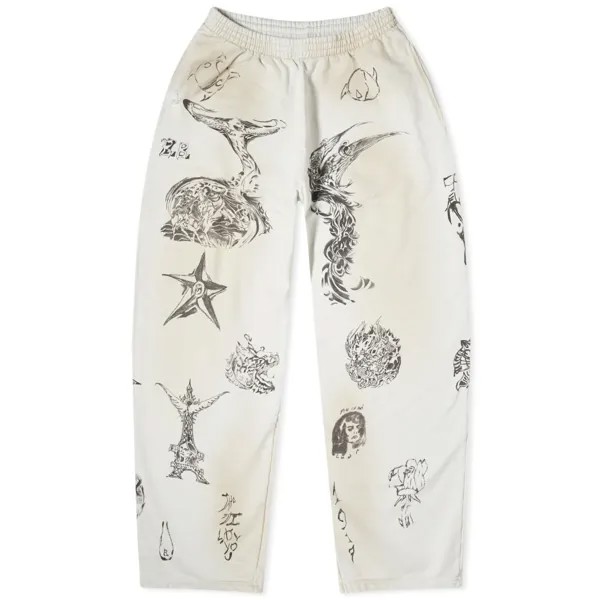 Спортивные брюки Balenciaga Tattoo Oversized Sweatpants, цвет Off White & Black