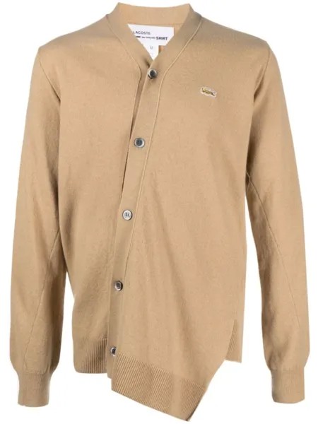 Comme Des Garçons Shirt шерстяной кардиган асимметричного кроя из коллаборации с Lacoste, коричневый