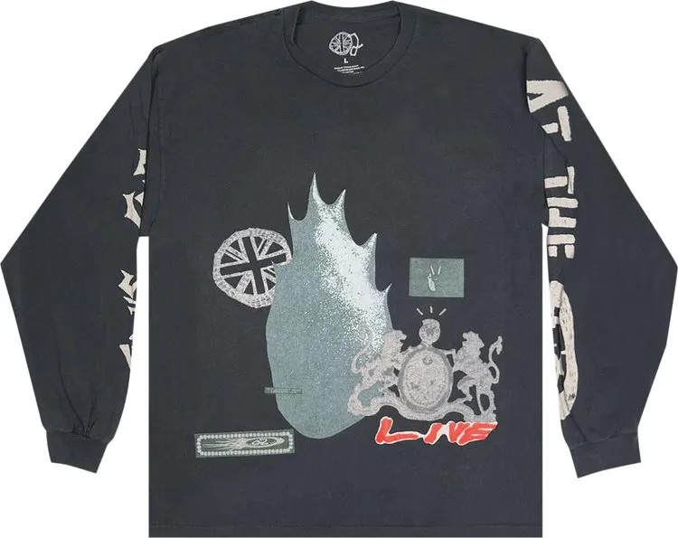 Лонгслив Cactus Jack by Travis Scott O2 Live Union Jack Long-Sleeve Tee 'Vintage Black', черный