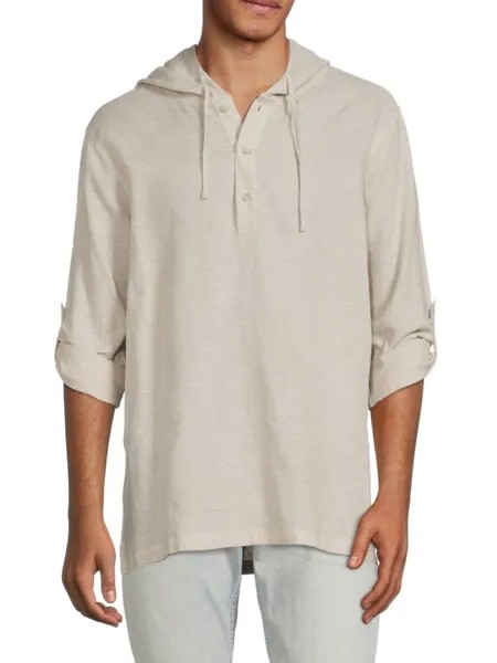 Толстовка Henley из льняной смеси Saks Fifth Avenue, цвет Acorn