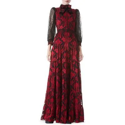 Красное длинное вечернее платье-рубашка Alice and Olivia Coletta с принтом 2 BHFO 6375