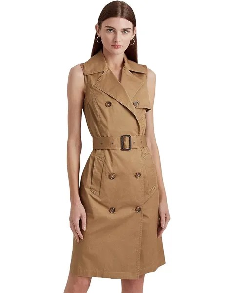 Платье LAUREN Ralph Lauren Micro-Sanded Twill Sleeveless Dress, цвет New Tan