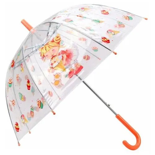Зонт-трость детский Лакомка прозрачный, 45 см, механический