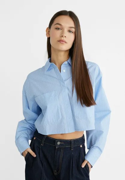 Блузка-рубашка SHORT Stradivarius, цвет light blue