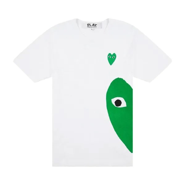 Футболка Comme des Garçons PLAY Green Emblem Heart T-Shirt 'White', белый