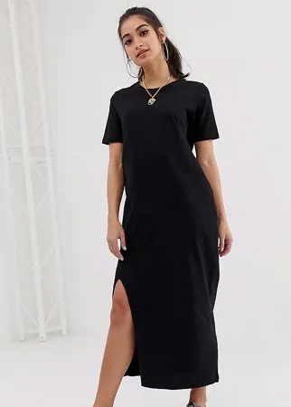 Платье-футболка макси ASOS DESIGN Petite-Черный
