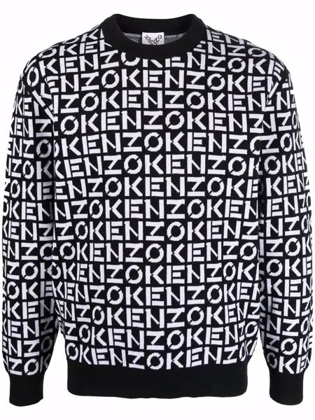 Kenzo intarsia-knit logo long-sleeve jumper