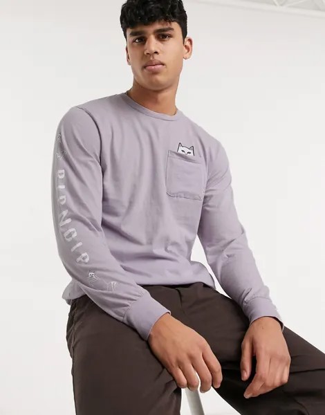 Лавандовый лонгслив с принтом кота Нермала RIPNDIP-Фиолетовый