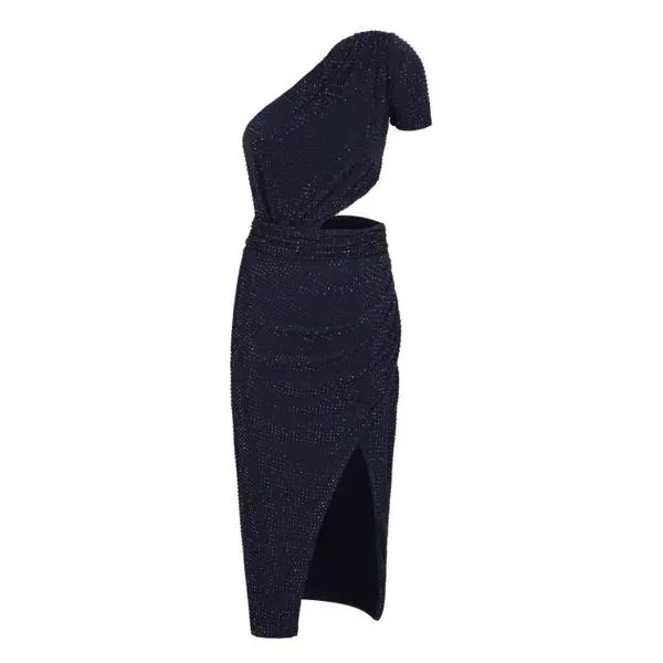 Платье rhinestone midi navy dress Self Portrait, синий