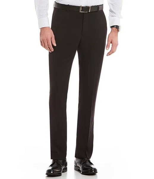Костюм Perry Ellis Раздельные эластичные однотонные классические брюки узкого кроя с плоской передней частью, черный