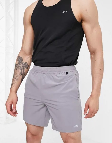Серые спортивные шорты из быстросохнущей ткани ASOS 4505-Серый