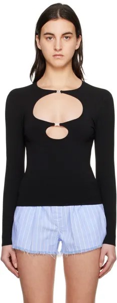 Черная футболка с длинным рукавом с вырезом alexanderwang.t