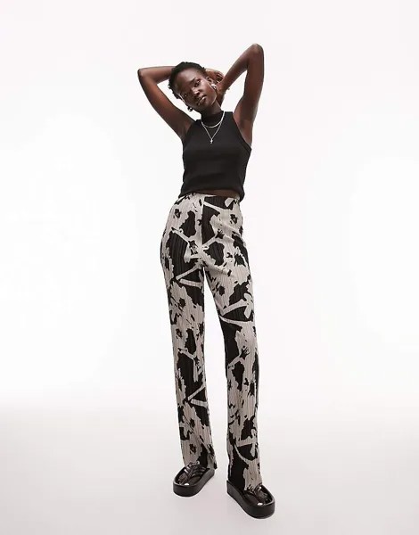 Однотонные плиссированные брюки прямого кроя Topshop Tall