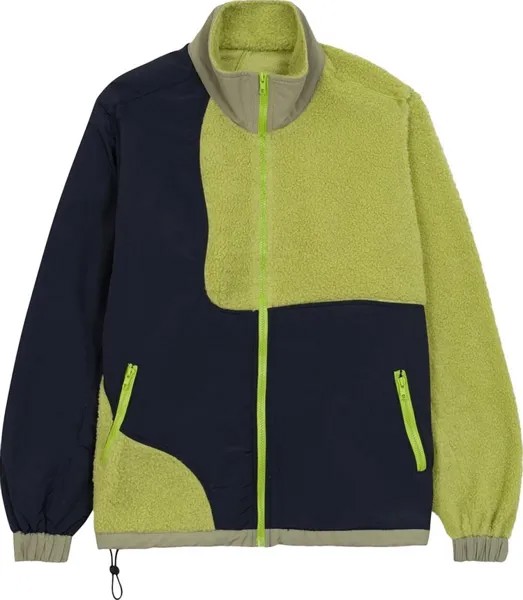 Куртка Brain Dead Paneled Sherpa Full Zip Jacket 'Lime', зеленый