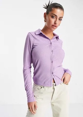 Сиреневая рубашка в рубчик ASOS DESIGN-Фиолетовый цвет