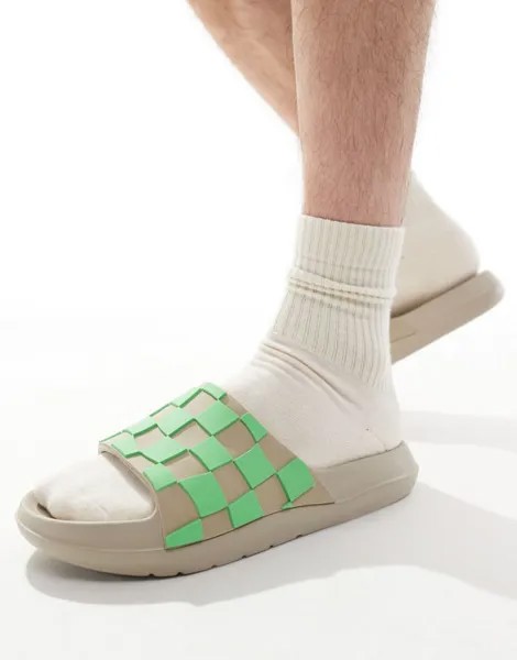 Шлепанцы ASOS DESIGN в зеленую шахматную клетку