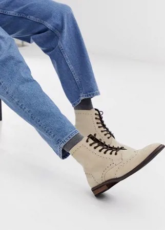 Светло-бежевые ботинки-броги с натуральной подошвой ASOS DESIGN-Светло-бежевый