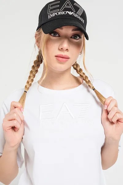 Футболка с овальным вырезом и логотипом Ea7, белый