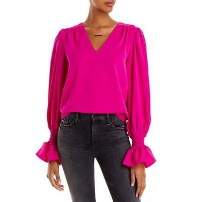 Женская розовая рубашка с пышными рукавами цвета морской волны, пуловер, топ XS BHFO 5369
