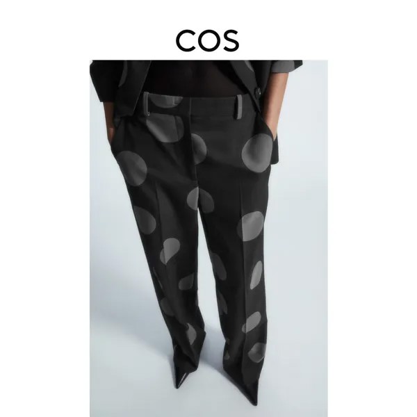 Женские брюки Cos из смесовой шерсти в горошек, серый