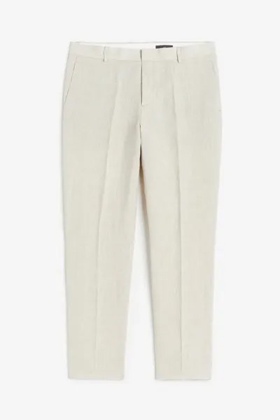 Брюки H&M Slim Fit Linen Suit, светло-бежевый