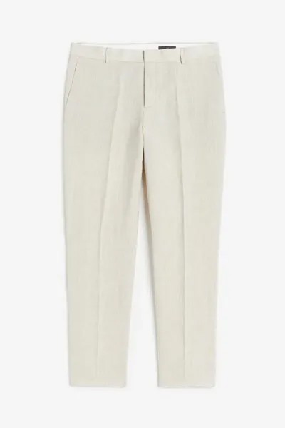 Брюки H&M Slim Fit Linen Suit, светло-бежевый