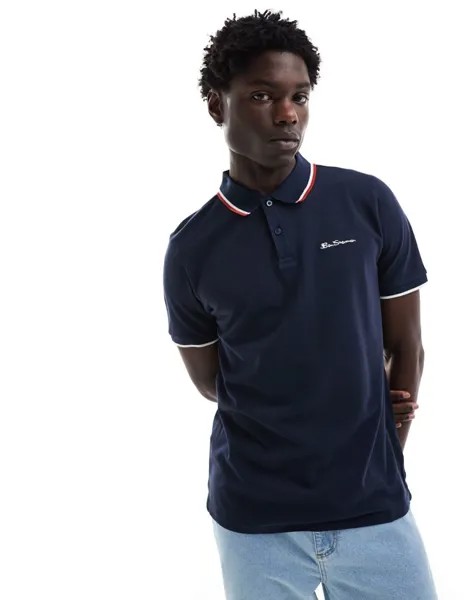 Ben Sherman — темно-синяя рубашка-поло с контрастной двойной полоской