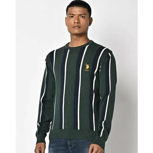Свитшот U.S. POLO ASSN., силуэт прямой, средней длины, утепленный, размер XL, зеленый