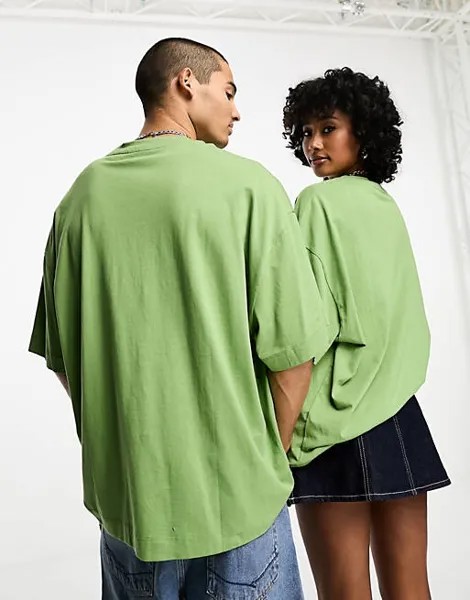 Зеленая футболка унисекс с фотографическим принтом COLLUSION