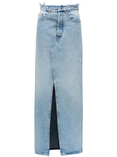 MM6 Maison Margiela джинсовая юбка макси с разрезом, синий