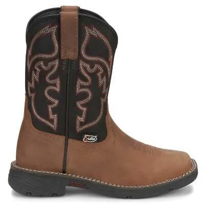 Justin Boots Rush Square Toe Cowboy Youth Boys Brown Casual Boots JK4337
