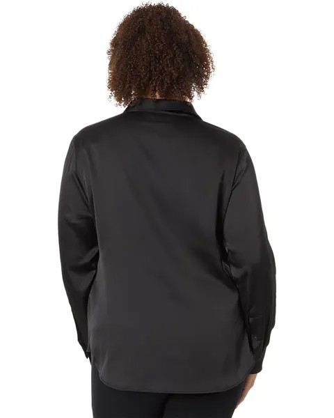 Рубашка LAUREN Ralph Lauren Plus Size Satin Charmeuse Shirt, черный