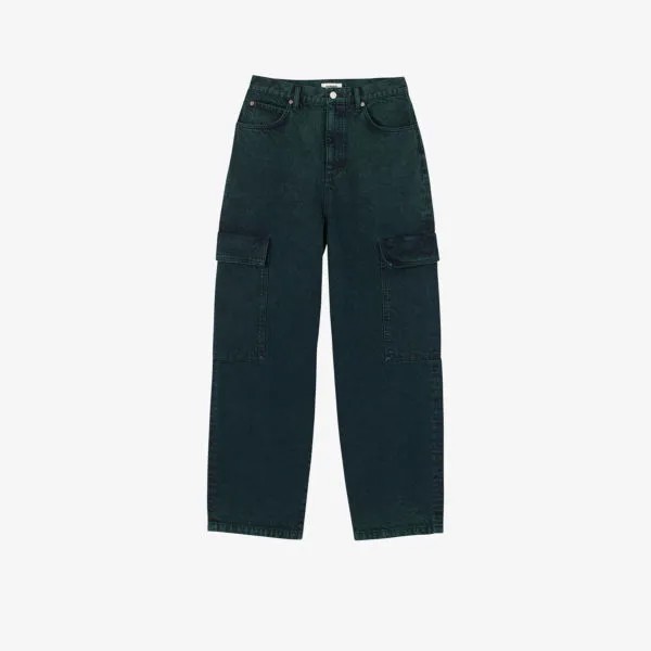 Широкие джинсы карго со средней посадкой Sandro, цвет verts