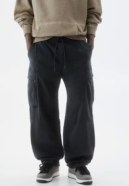 Брюки-карго Wide-Leg And Pockets-Jogger PULL&BEAR, цвет dark grey