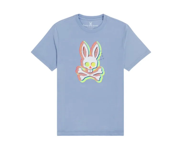 Синяя мужская футболка Psycho Bunny Ethan Deco Bunny Deco B6U109S1PC-BLUD, синий