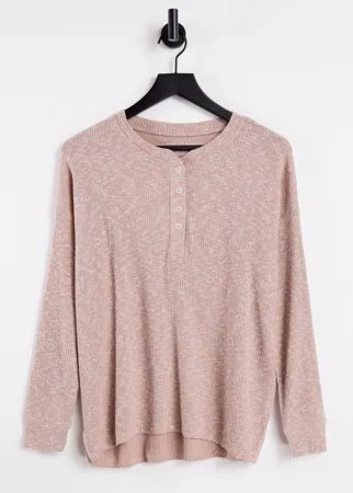 Розовый лонгслив хенли на пуговицах American Eagle-Розовый цвет