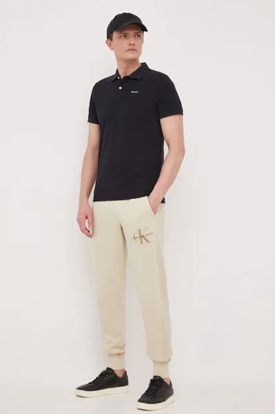 Спортивные брюки из хлопка Calvin Klein Jeans, бежевый