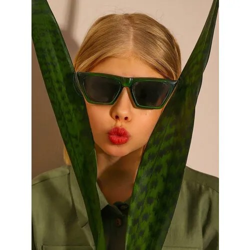 Солнцезащитные очки , для женщин, зеленый