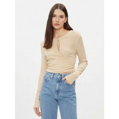 Лонгслив Calvin Klein Jeans, размер S [INT], бежевый