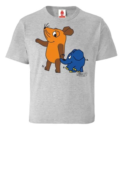 Футболка Logoshirt Die Sendung mit der Maus - Maus & Elefant, серый