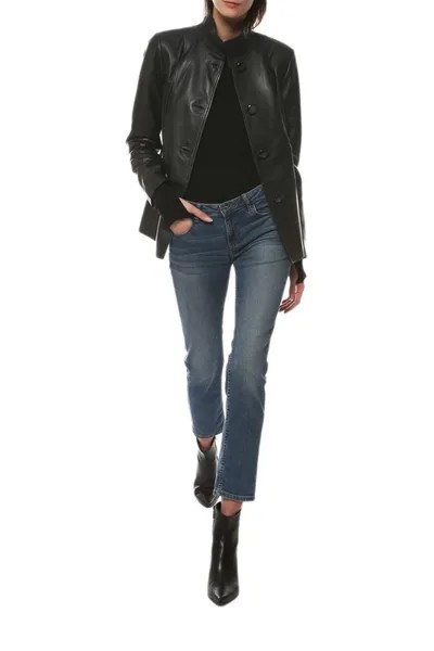 Кожаная куртка женская VENETTI LEATHER&FUR 3002/65 синяя 48