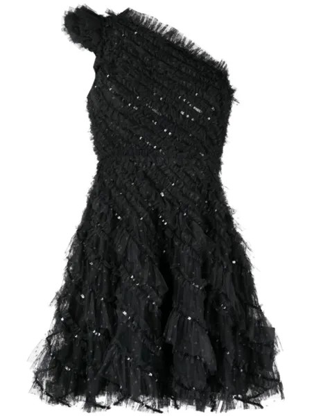 Needle & Thread платье мини Spiral с пайетками, черный