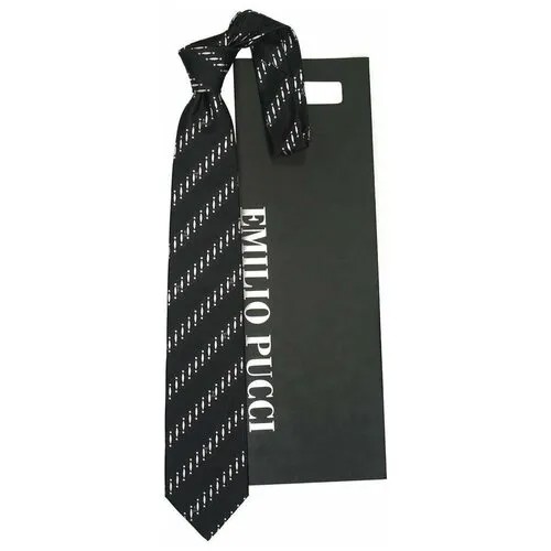 Галстук черный в оригинальную полоску Emilio Pucci 848704