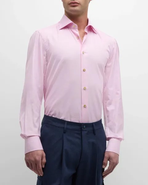 Мужская хлопковая спортивная рубашка в клетку Glen Check Kiton, цвет Pink