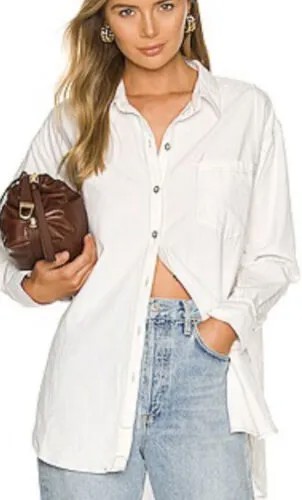 Рубашка Free People Oxford Dreams с потрепанной отделкой на пуговицах цвета слоновой кости L NWT