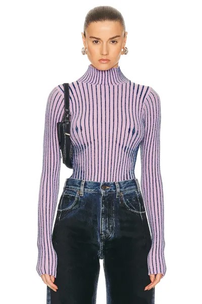 Свитер Jean Paul Gaultier Trompe L'Oeil High Neck Long Sleeve, цвет Pink & Blue