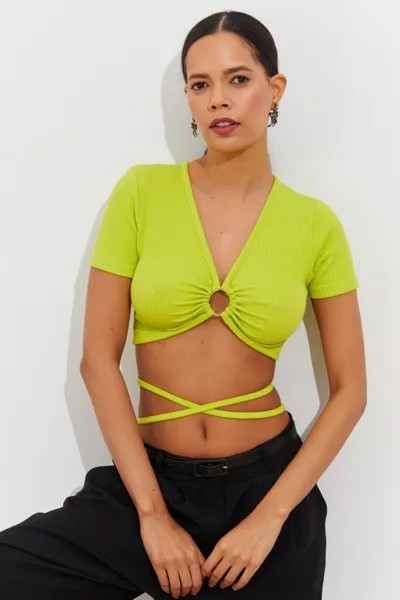 Женская зеленая укороченная блузка KY6146 Cool & Sexy, зеленый