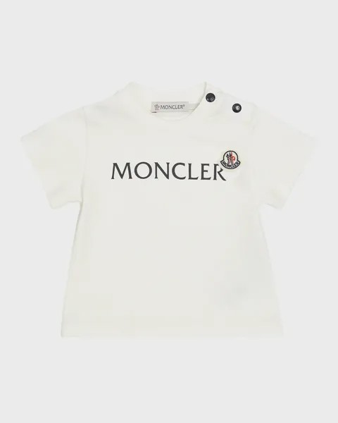 Классическая футболка с логотипом для мальчика, размер 3M-3 Moncler, цвет Natural