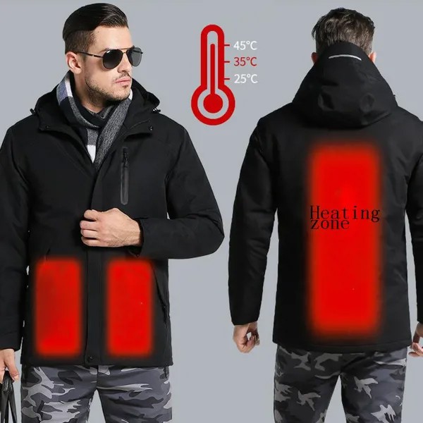 Мужская зимняя уличная интеллектуальная Рабочая куртка с капюшоном и USB, пальто с регулируемым температурным контролем, защитная одежда ...