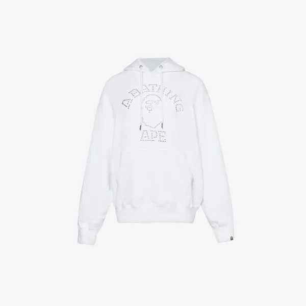 Толстовка college из смесового хлопка, украшенная стразами A Bathing Ape, белый